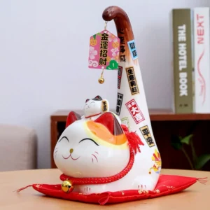 LC002W Ceramic Lucky Cat Figurine