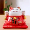 LC004R Ceramic Lucky Cat Figurine with Savings Jar