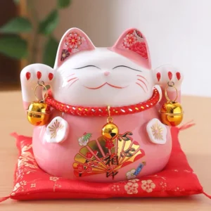 LC009P Ceramic Lucky Cat Figurine with Savings Jar
