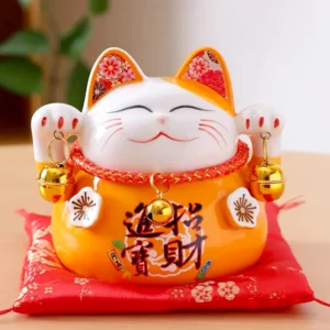 LC010O Ceramic Lucky Cat Figurine with Savings Jar