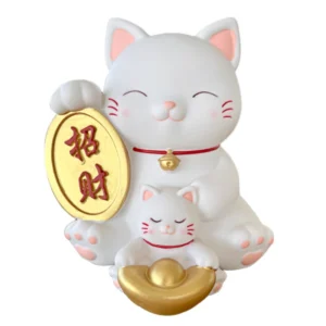 LC014W Ceramic Lucky Cat Figurine with Savings Jar