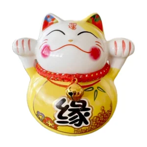 LC015Y Ceramic Lucky Cat Figurine with Savings Jar