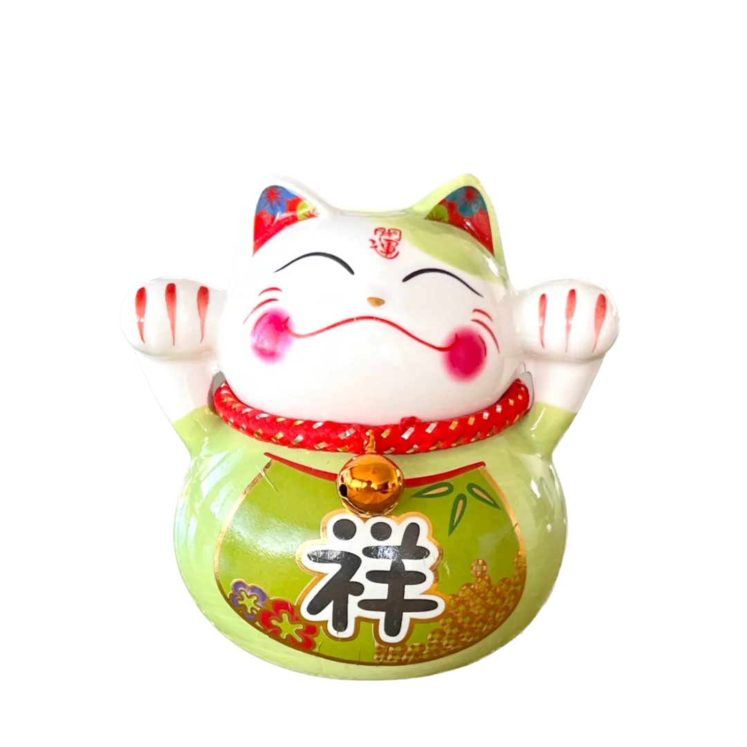 LC018G Ceramic Lucky Cat Figurine with Savings Jar
