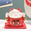 LC020R Ceramic Lucky Cat Figurine with Savings Jar