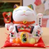 LC035W Ceramic Lucky Cat Figurine with Electric Waving Hand