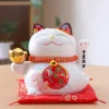 LC036W Ceramic Lucky Cat Figurine with Electric Waving Hand