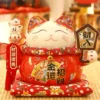 LC032W Ceramic Lucky Cat Figurine with Electric Waving Hand