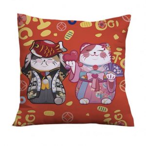 CUC002SR Maneki Neko Throw Pillow