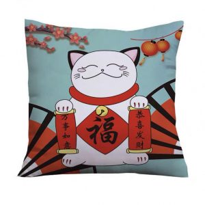 CUC003SB Maneki Neko Throw Pillow