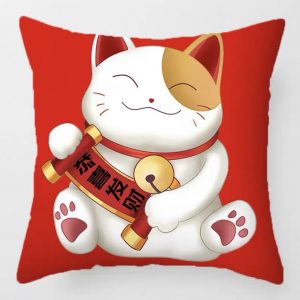 CUC007SR Maneki Neko Throw Pillow