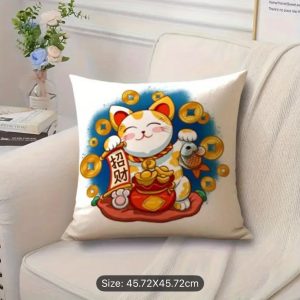 CUC008SW Maneki Neko Throw Pillow