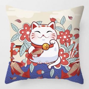 CUC009SW Maneki Neko Throw Pillow