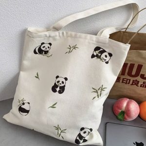 TBP002BBG Women's Tote Bag with Bamboo Panda Print